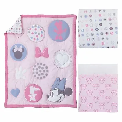 Minnie Mouse: Pretty In Pink 3 Pc. Nursery Crib Bedding Set By Disney Baby • $29.99