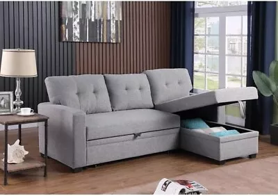 L-Shaped Easy Convertible Pull-Out Sleeper Sectional Sofa/Storage Chaise • $650