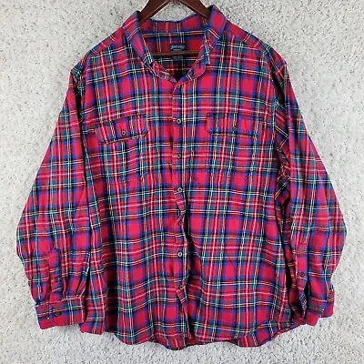 Faded Glory Flannel Shirt Men's Size 3XL Plaid Red Black Check Button Down L/S • $16.88