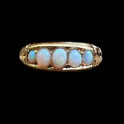 £395 • Buy Antique, Art Deco 18ct, 18k, 750 Gold Five Stone Fiery Opal Ring, Circa 1915