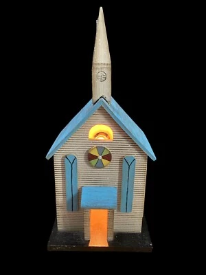 $23.49 • Buy Vintage RARE Crazy Mountain Lighted Folk Art Wooden Church Christmas Village
