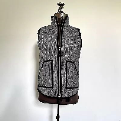 J Crew Factory Quilted Puffer Vest Women Size XS Black Cream Down Filled Preppy • $26.60