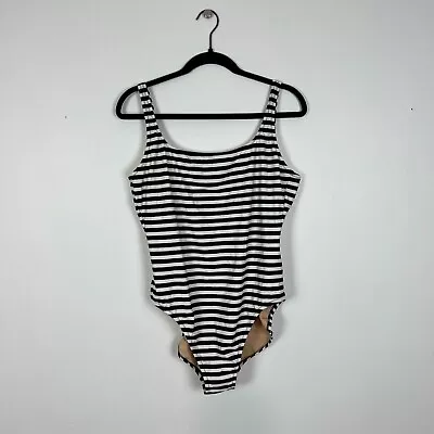 J Crew Factory Scoop Back One Piece Swim Suit Navy Stripe XL • $26.99