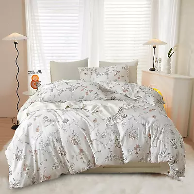 Botanical Floral Duvet Cover King Soft Cotton Reversible Pattern Chic Garden Flo • $95.07