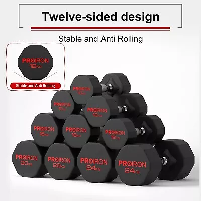 PROIRON Rubber Dumbbells Pure Steel Dumbbell Friction Welding(Pair Or Single) • $67.99
