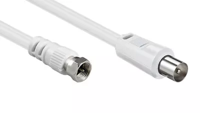 Coax TV Aerial To F Screw Plug Cable Coaxial PAL Double Shielded Lead • £3.65