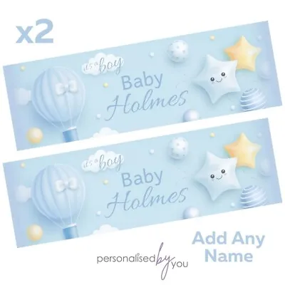 2x Personalised BLUE BABY NAME Its A BOY Banners LARGE Party Poster Balloon • £5.95