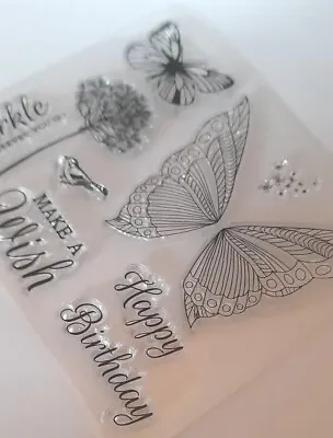 £3.99 • Buy Clear Stamps Flower Butterfly Butterflies -Scrapbooking Card Making Junk Journal