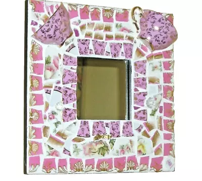 Unique Mosaic Mirror 10  X 10  Hand Made USA Pink Cups • $45