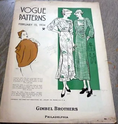 RARE VTG 1930s VOGUE PATTERNS CATALOG 1934 • $19.99