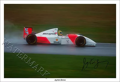 Ayrton Senna Signed Photo Print Poster New F1 Formula One Mclaren British Gp Wet • £18.99