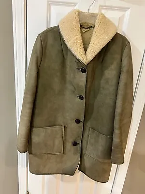 ANTARTEX Womens Vintage Grey Sheepskin Coat Size S • $89.95