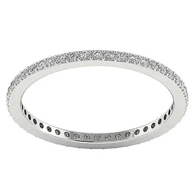 VVS1 E 0.50 Ct Round Cut Diamond 14K White Gold Eternity Anniversary Ring RS 6 • $646.79