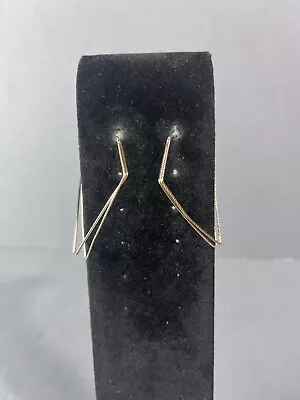 Hook Dangle Drop Earrings Gold Tone Mid Century Retro Modernist Boho 2  • $9.99