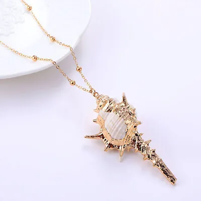 Natural Conch Seashell Necklace Mermaid Jewelry Beach Nautical Gold Gift 1PCS • $9.95