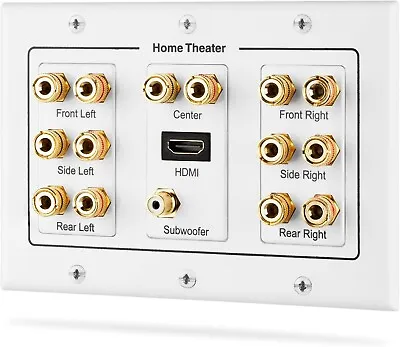 $29.70 • Buy 3-Gang Wall Plate 7.1 Surround Sound Distribution Home Theater Copper With HDMI