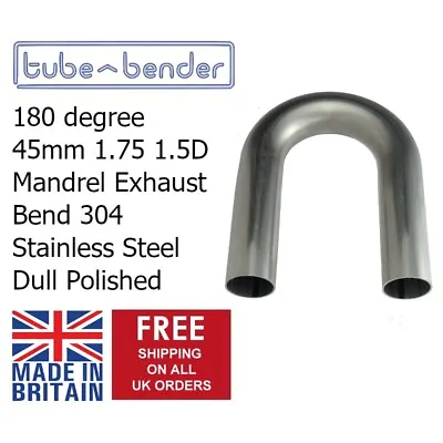 $16.06 • Buy 180 Degree 45mm 1.75 1.5D Mandrel Exhaust Bend 304 Stainless Steel Dull Polished