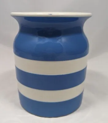 TG Green Cornish Kitchen Ware 7  Canister NO LID Blue White Striped Green Mark  • $24.98