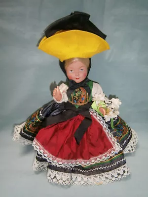 9  (29cm) Antique   Trachten Puppen   Germany Celluloid Doll In Swiss Costume • $45