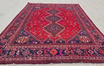 Hand Knotted Vintage Tribal Shrz Pictorial Wool Area Rug 10 X 7 Ft (225 SU) • $0.99