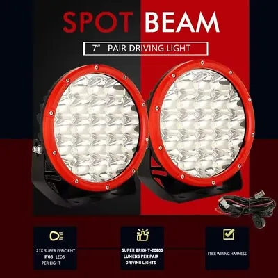 7  Offroad LED Driving Spot Lights Red Spotlights Headlights 20800 Lumens • $89.96