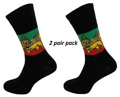£9.99 • Buy Mens 2 Pair Pack Of Lion Of Judah Rasta Retro Socks