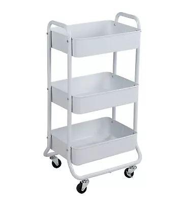 NEW Mainstays 3 Tier Metal Utility Cart Arctic White Easy Rolling Indoor • $24.98