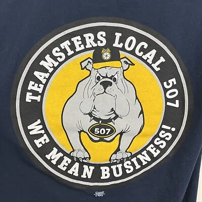 Teamsters Labor UNION Local 507 Tshirt  Sz Large Navy Blue Made USA Bulldog Logo • $20