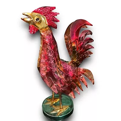 Vintage Tin Rooster Sculpture Folk Art Mexican Tinwork Statue Chicken MEXICO • $40