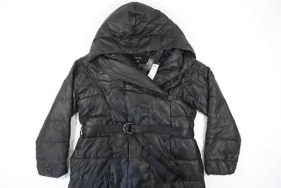 Vero Moda Black Large Long Puffer Long Belted Jacket Womens Mens Nwt New • $36