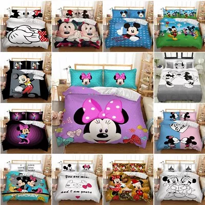 Mickey Minnie Mouse Duvet Cover Bedding Set Quilt Cover Single Double King Size • £21.99