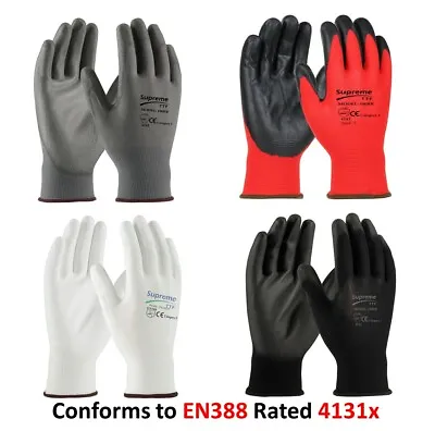 24 Pairs New Pu Coated Safety Work Gloves Garden Grip Mens Builders Gardening • £0.99