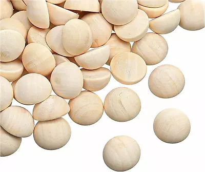 100Pcs Half Round Unfinished Wooden Balls Smooth Split Wood Ball Beads • $10.99