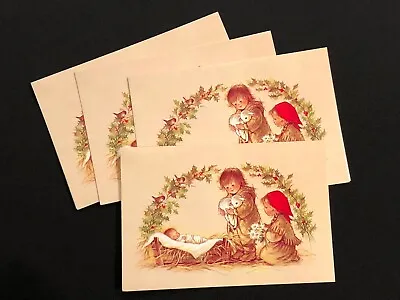 Vintage Christmas Cards Nativity Bible Verse Manger Lot Of 4 NOS W/ Envelopes • $14.50