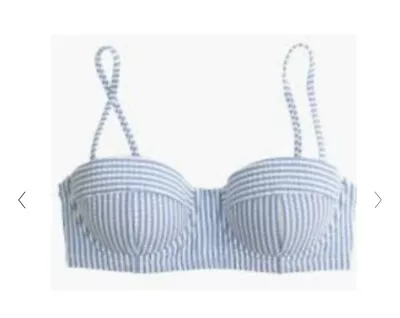 J.Crew Seersucker Underwire Bikini Top 32A Blue NWT • $28