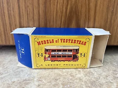 Matchbox Lesney Yesteryear Y3-1 E Class Tram Type D1 Early First Design Box • £29.99