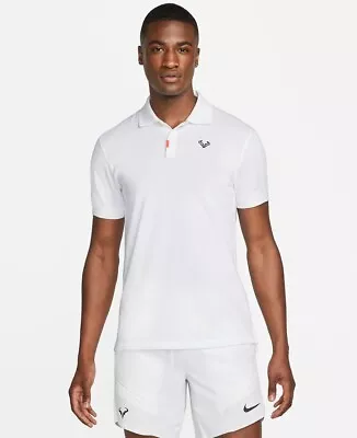 Nike The Nike Polo Rafael Nadal Tennis Slim Fit Shirt White DD8532-100 • $26.10