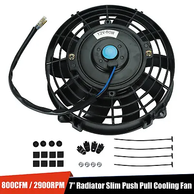 $25.99 • Buy 7  Inch Universal Slim Fan Push Pull Electric Radiator Cooling 12V Mount Kit