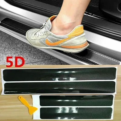 $8.78 • Buy Parts Accessories Carbon Fiber Vinyl Car Door Sill Scuff Plate Sticker Protector