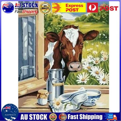 $11.20 • Buy DIY Diamond Painting Window Cow Full Round Drill Mosaic Art Picture Decor Gift