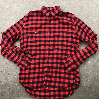 J Crew Flannel Shirt Men Medium Red Buffalo Check Button Long Sleeve • $14.99