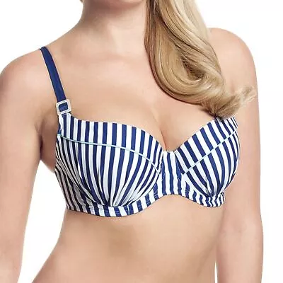 Panache Cleo Swimwear Lucille Balconnet Bikini Top Nautical Stripe CW0062 • £12.95