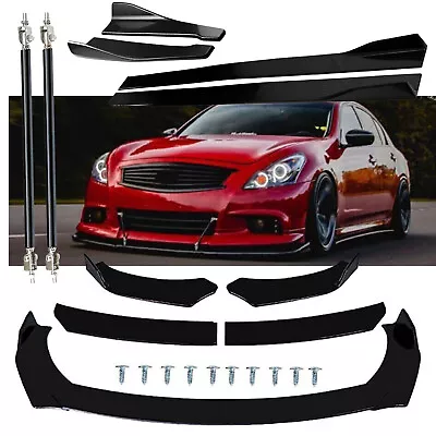 For INFINITI G35 G37 Front Splitter Bumper Lip Spoiler Body Strut Rods Glossy B • $59.99