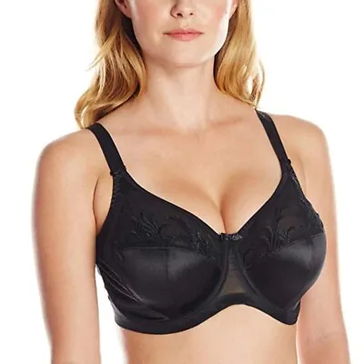 ELOMI Women's Style 8030 Caitlyn Black Underwire Side Support Bra Size 38FF • $34