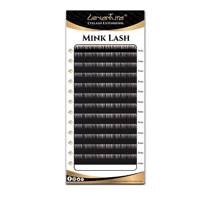 Individual Semi Permanent Eyelash Extensions Loventure® Mink Lash B C D J Curl • £7.99