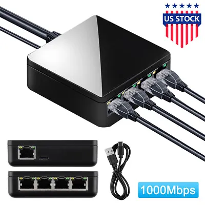 1000Mbps Ethernet Splitter Adapter RJ45 Cable LAN Network Internet 1 TO 4 Ways • $17.79