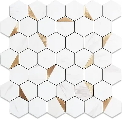 20-Sheet Hexagon Peel And Stick Backsplash Tile12x12 Inches Carla White Mixed • $59.99