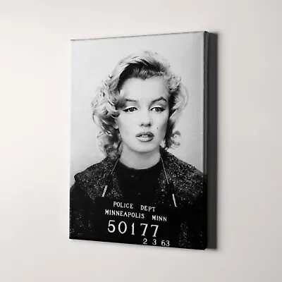 Marilyn Monroe Prison Mug Shot Famous Head Shots 1960s Canvas Wall Art Print • $49