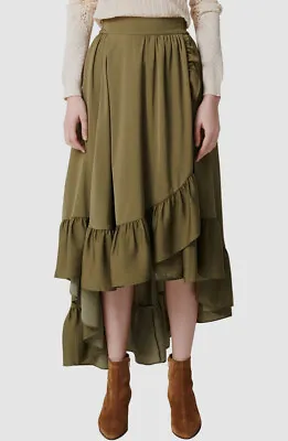 $314.79 • Buy $595 Maje Women's Green A-Line Ruffle Hem Johno High Waist Skirt Size 34 US 2