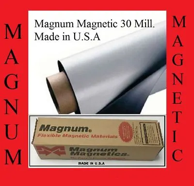 1 ROLLS 12  Width X 5 FEET 30 Mil. Magnetic Sign Sheet Cars Magnum Usa White • $24.79